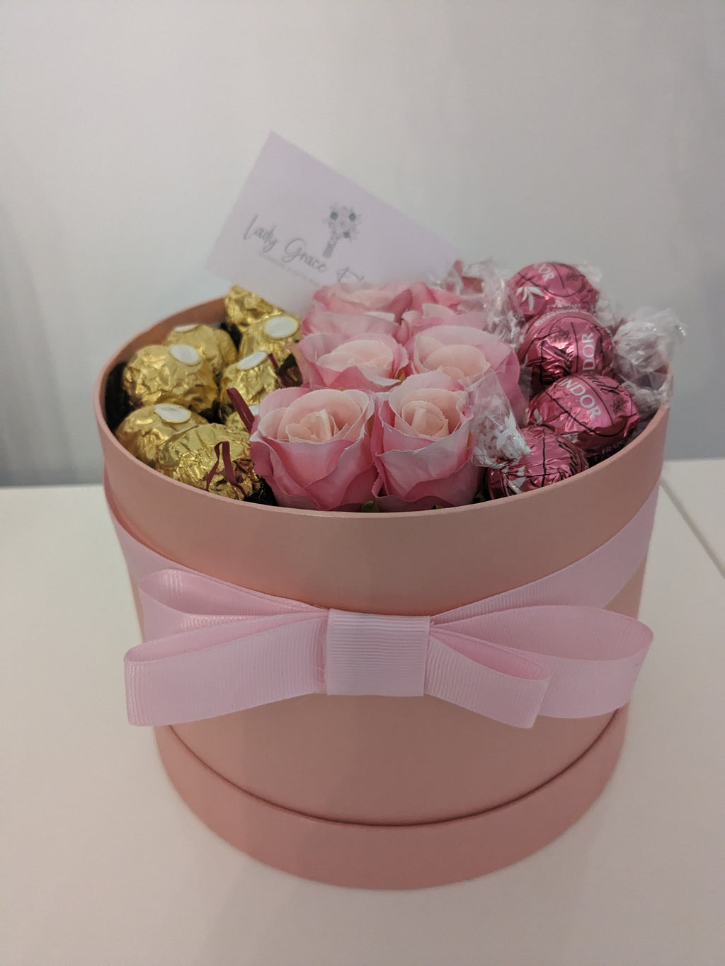 Ferrero & Lindt Hat Box Silk Flowers Gift - Large