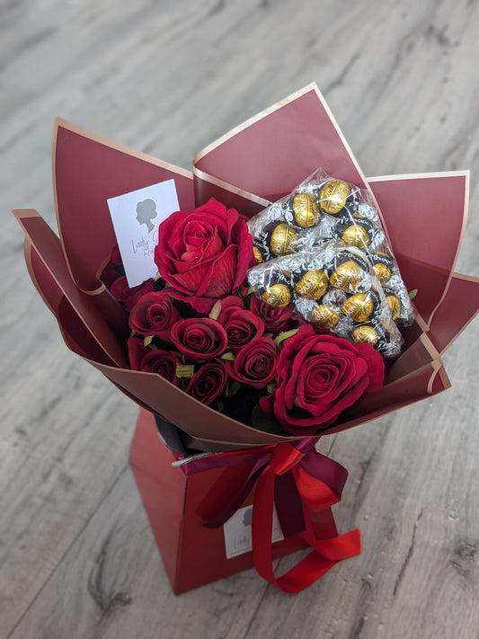 Red Dark Lindt Stunning Handtied Bouquet