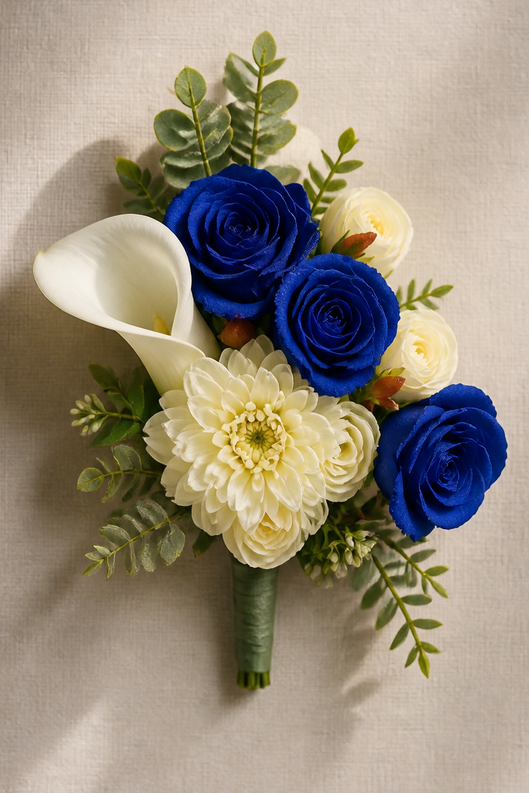 Blue & Cream Christmas Stunning Wedding Buttonhole