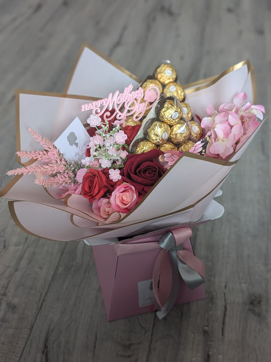 Mother's Day Pink/Red Ferrero Rocher Stunning Handtied Bouquet