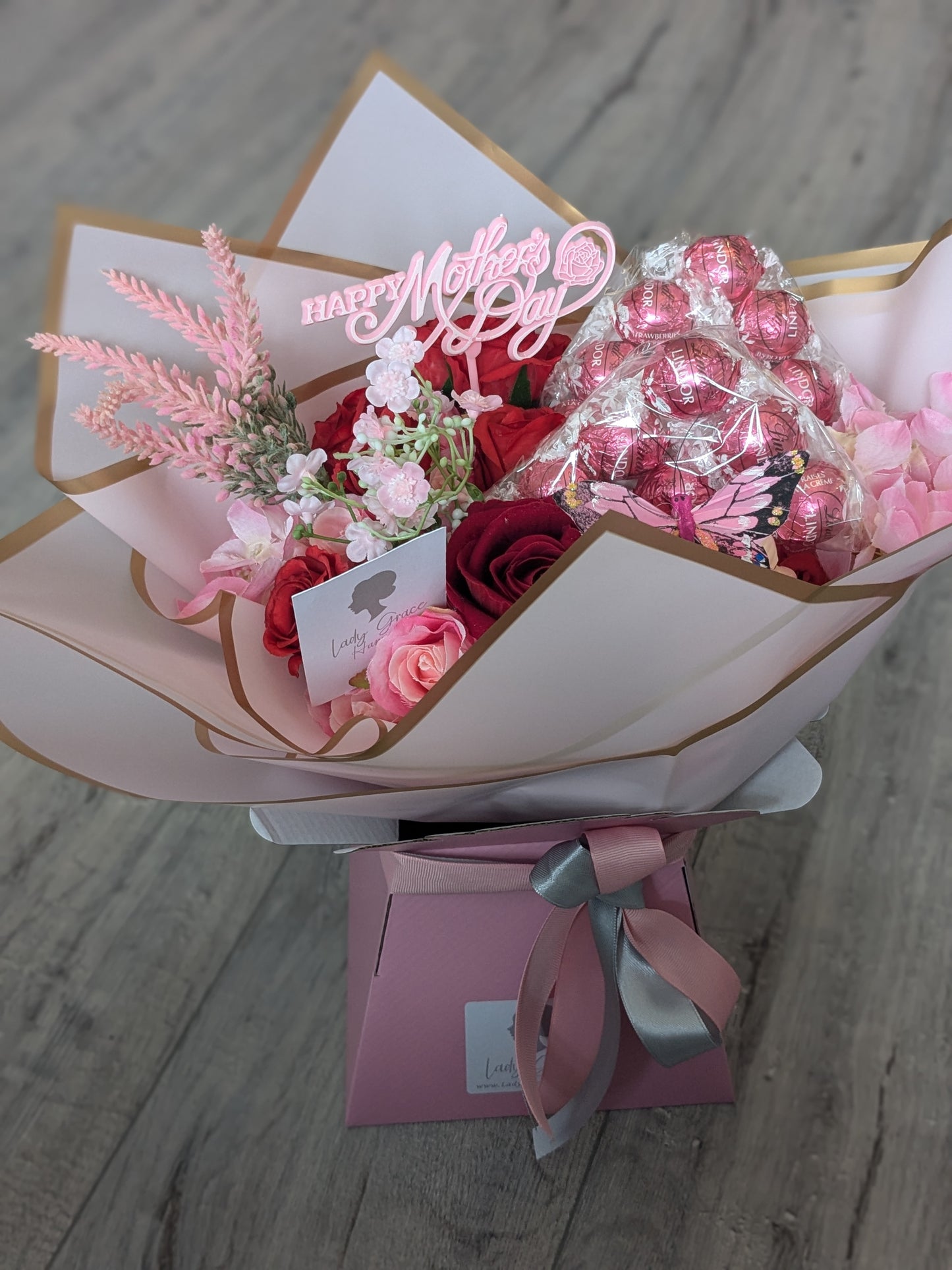 Mother's Day Strawberry and Cream Lindt Stunning Handtied Bouquet