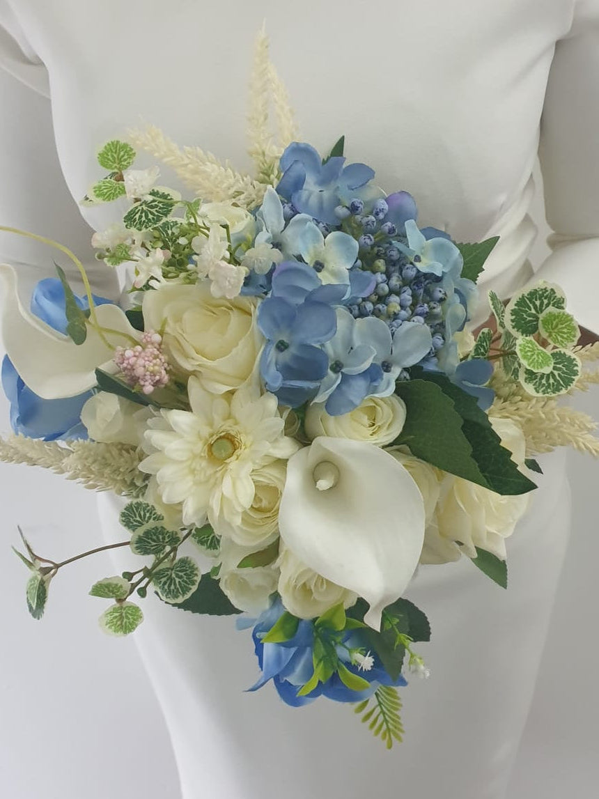 Cream & Light Blue Stunning Brides Wedding Bouquet