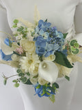 Cream & Light Blue Stunning Brides Wedding Bouquet