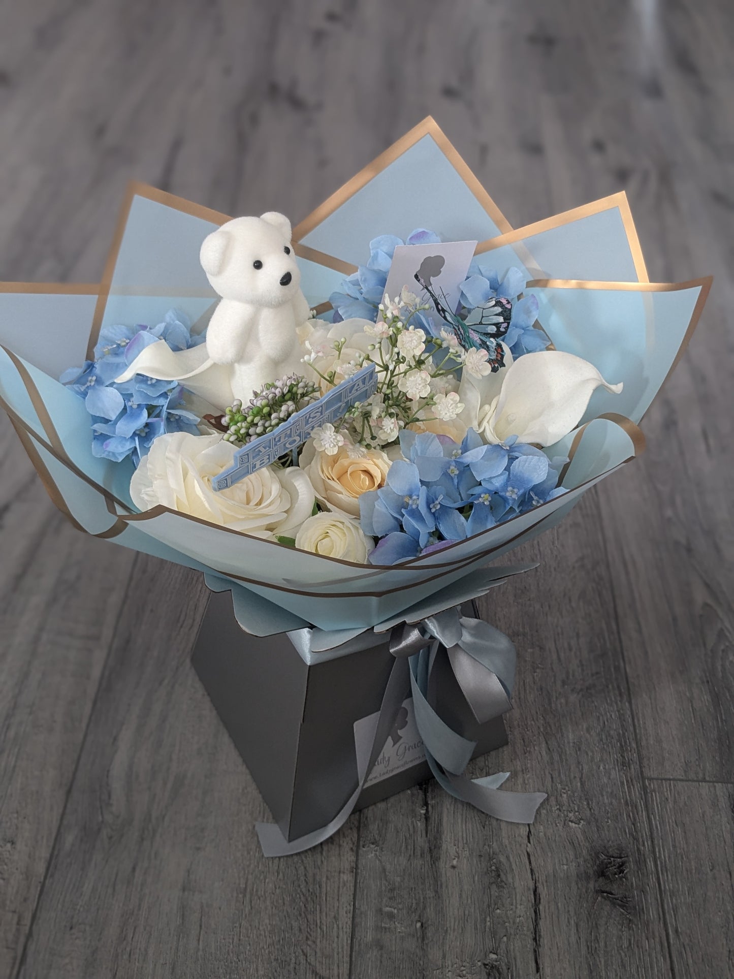 Baby Boy Blue Stunning Handtied Bouquet