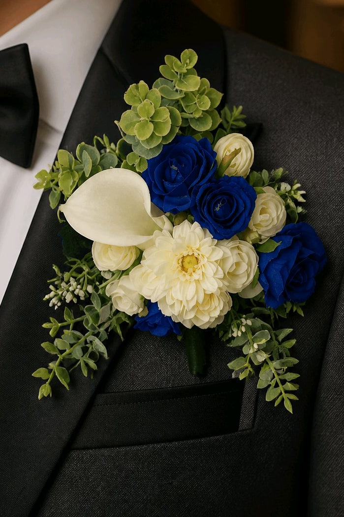 Blue & Cream Christmas Stunning Wedding Buttonhole